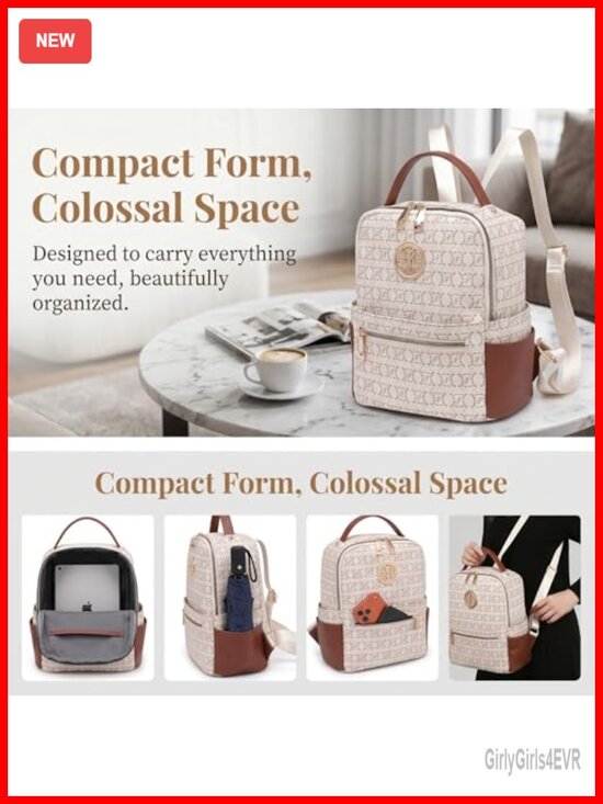 Vegan Leather Mini Backpack with Multi Pockets for Travel Work main image 4